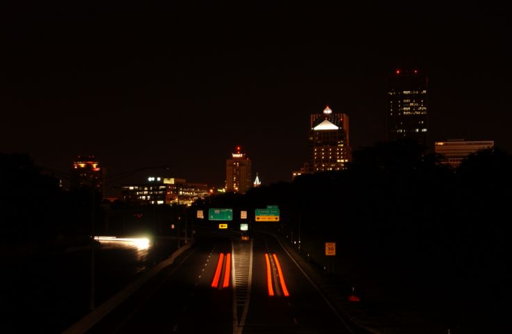 Picture - Blackout 2003 Rochester NY Skyline Route 490 Clinton Ave Exit - Rochester NY Picture Of The Day from DigitalSter.Com & RocPic.Com summer fall winter spring pictures photos images people buildings events concerts festivals photo image at digitalster.com new images daily 2003 Rochester New York Summer I Love NY I luv NY Rochester New York Aug 16th 2003 POD summer view picture photo image pictures photos images