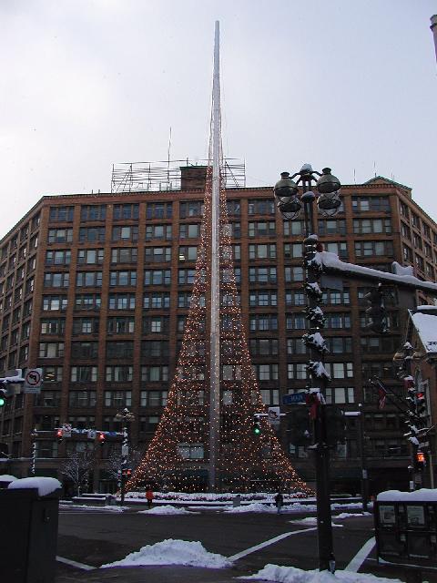 Rochester NY New York November 29th 2002 POD East Main Street Snowy Afternoon Liberty Pole Decorated For The Holidays MCC Damon City Campus Sibley Tower Buidling  Rochester Skyline Picture Of The Day Photo Photos Pictures Image Images